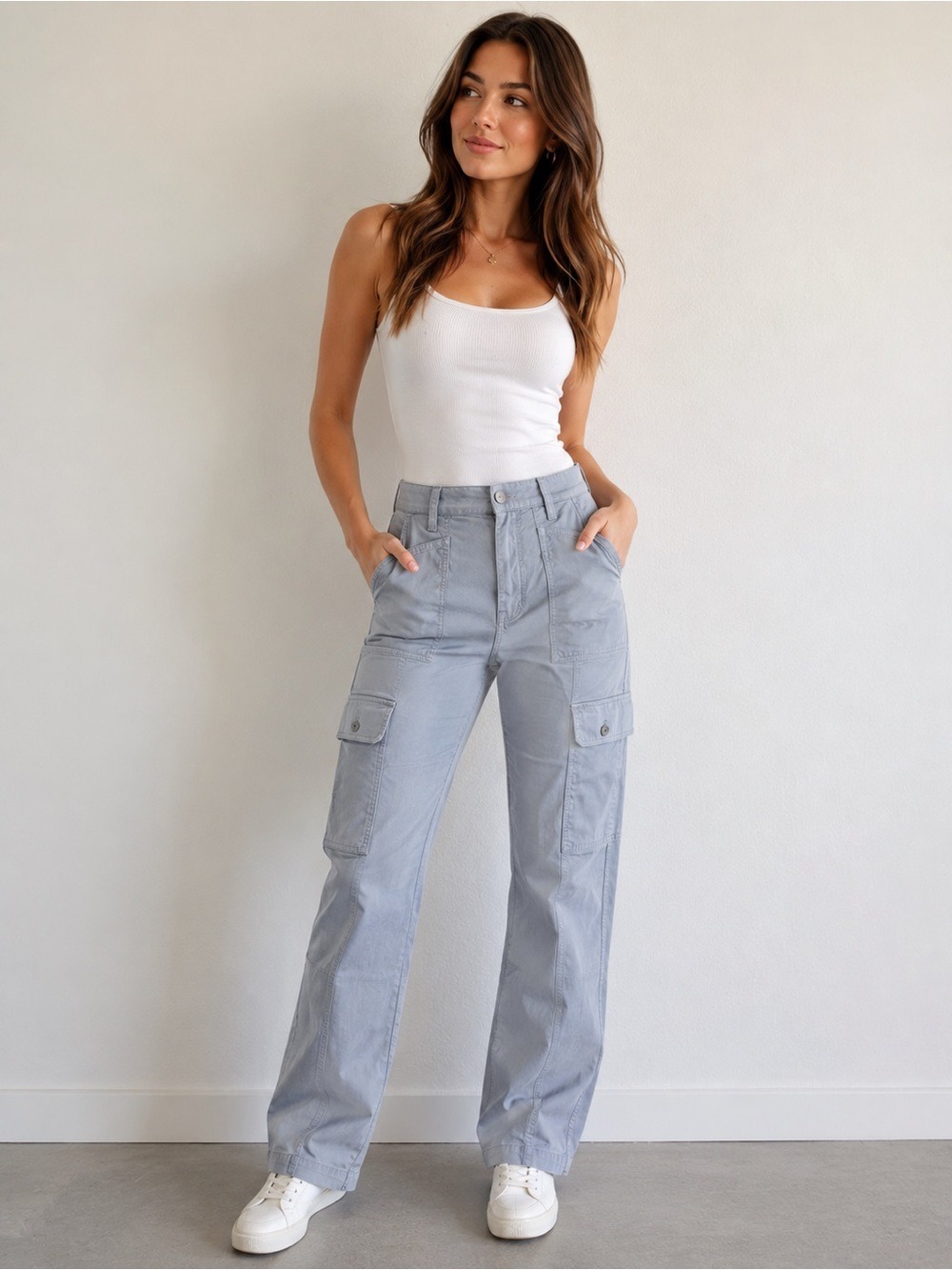 Madewell Light Gray 90’s Straight-Leg Cargo Jeans NWOT